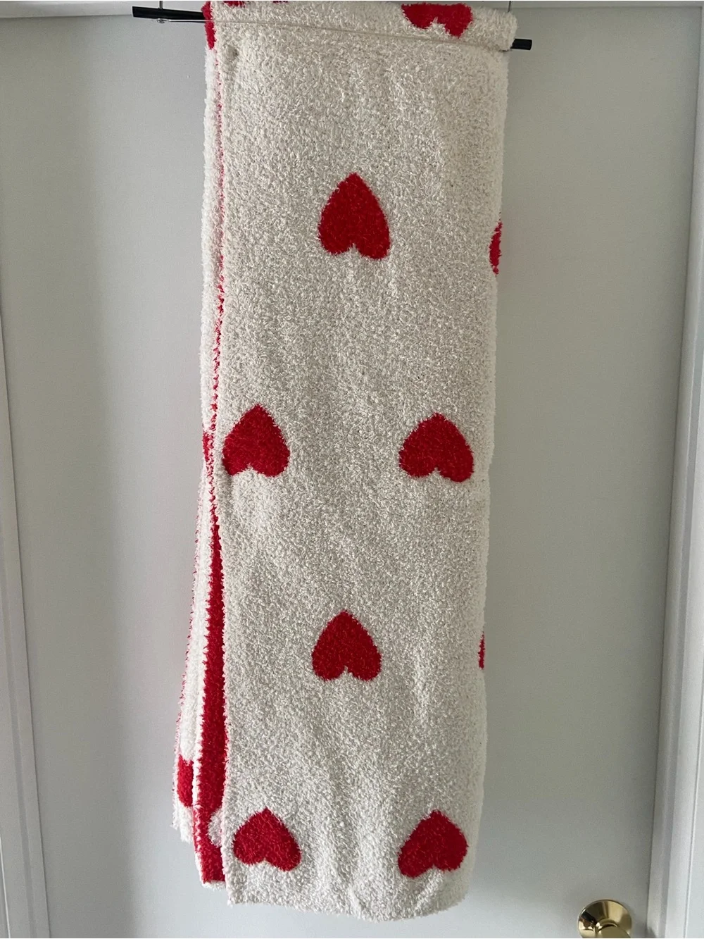 Bella Luxx Cream Throw with Red Heart Patch